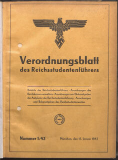 Verordnungsblatt des Reichsstudentenführers 19420115 Seite: 1