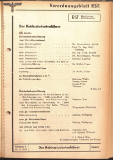 Verordnungsblatt des Reichsstudentenführers 19420515 Seite: 1