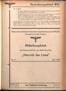 Verordnungsblatt des Reichsstudentenführers 19420701 Seite: 29