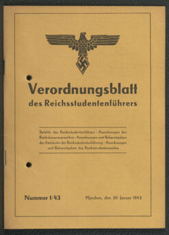 Verordnungsblatt des Reichsstudentenführers 19430130 Seite: 1