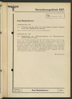 Verordnungsblatt des Reichsstudentenführers 19430130 Seite: 25