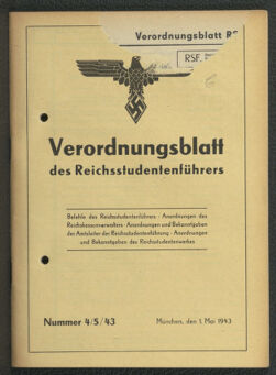 Verordnungsblatt des Reichsstudentenführers 19430501 Seite: 1