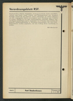 Verordnungsblatt des Reichsstudentenführers 19430501 Seite: 84