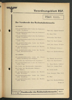 Verordnungsblatt des Reichsstudentenführers 19430501 Seite: 87