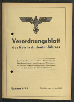 Verordnungsblatt des Reichsstudentenführers 19430615 Seite: 1