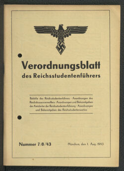 Verordnungsblatt des Reichsstudentenführers 19430801 Seite: 1