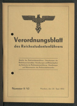 Verordnungsblatt des Reichsstudentenführers 19430920 Seite: 1