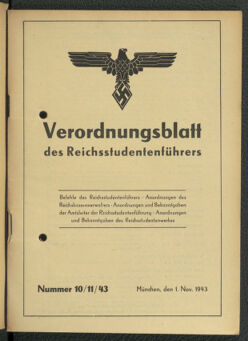 Verordnungsblatt des Reichsstudentenführers 19431101 Seite: 1