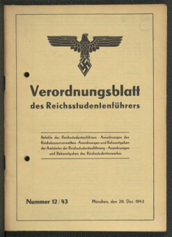 Verordnungsblatt des Reichsstudentenführers 19431220 Seite: 1