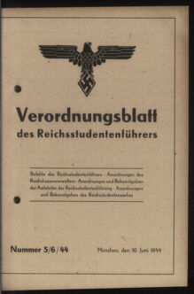 Verordnungsblatt des Reichsstudentenführers 19440610 Seite: 1