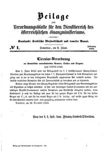 Verordnungsblatt für den Dienstbereich des K.K. Finanzministeriums für die im Reichsrate Vertretenen Königreiche und Länder 18550102 Seite: 1