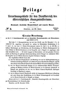 Verordnungsblatt für den Dienstbereich des K.K. Finanzministeriums für die im Reichsrate Vertretenen Königreiche und Länder 18550110 Seite: 1