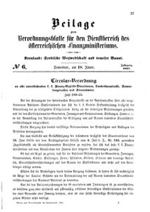 Verordnungsblatt für den Dienstbereich des K.K. Finanzministeriums für die im Reichsrate Vertretenen Königreiche und Länder 18550118 Seite: 1