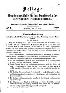 Verordnungsblatt für den Dienstbereich des K.K. Finanzministeriums für die im Reichsrate Vertretenen Königreiche und Länder 18550124 Seite: 1