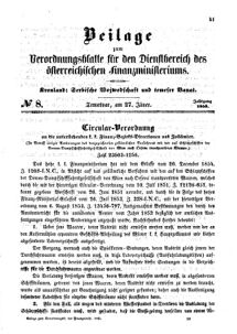 Verordnungsblatt für den Dienstbereich des K.K. Finanzministeriums für die im Reichsrate Vertretenen Königreiche und Länder 18550127 Seite: 1