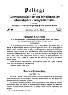 Verordnungsblatt für den Dienstbereich des K.K. Finanzministeriums für die im Reichsrate Vertretenen Königreiche und Länder 18550131 Seite: 1