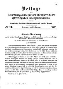 Verordnungsblatt für den Dienstbereich des K.K. Finanzministeriums für die im Reichsrate Vertretenen Königreiche und Länder 18550228 Seite: 1