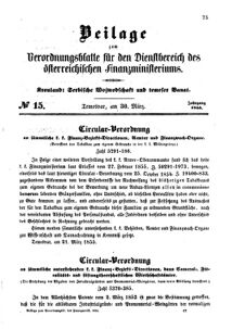 Verordnungsblatt für den Dienstbereich des K.K. Finanzministeriums für die im Reichsrate Vertretenen Königreiche und Länder 18550330 Seite: 1