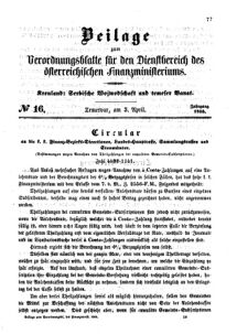 Verordnungsblatt für den Dienstbereich des K.K. Finanzministeriums für die im Reichsrate Vertretenen Königreiche und Länder 18550403 Seite: 1