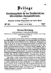 Verordnungsblatt für den Dienstbereich des K.K. Finanzministeriums für die im Reichsrate Vertretenen Königreiche und Länder