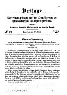 Verordnungsblatt für den Dienstbereich des K.K. Finanzministeriums für die im Reichsrate Vertretenen Königreiche und Länder 18550424 Seite: 1