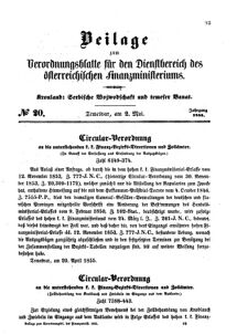 Verordnungsblatt für den Dienstbereich des K.K. Finanzministeriums für die im Reichsrate Vertretenen Königreiche und Länder 18550502 Seite: 1