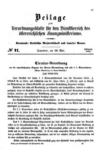 Verordnungsblatt für den Dienstbereich des K.K. Finanzministeriums für die im Reichsrate Vertretenen Königreiche und Länder 18550510 Seite: 1