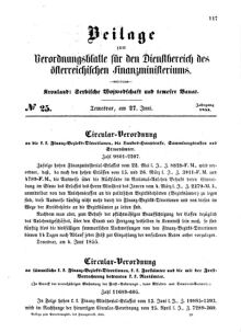 Verordnungsblatt für den Dienstbereich des K.K. Finanzministeriums für die im Reichsrate Vertretenen Königreiche und Länder 18550627 Seite: 1