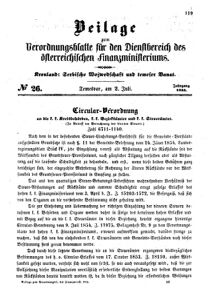 Verordnungsblatt für den Dienstbereich des K.K. Finanzministeriums für die im Reichsrate Vertretenen Königreiche und Länder 18550702 Seite: 1