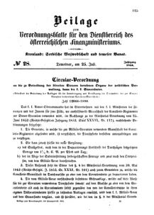 Verordnungsblatt für den Dienstbereich des K.K. Finanzministeriums für die im Reichsrate Vertretenen Königreiche und Länder 18550725 Seite: 1