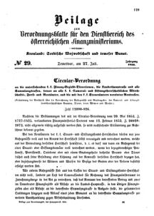 Verordnungsblatt für den Dienstbereich des K.K. Finanzministeriums für die im Reichsrate Vertretenen Königreiche und Länder