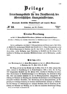 Verordnungsblatt für den Dienstbereich des K.K. Finanzministeriums für die im Reichsrate Vertretenen Königreiche und Länder 18551012 Seite: 1