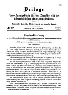 Verordnungsblatt für den Dienstbereich des K.K. Finanzministeriums für die im Reichsrate Vertretenen Königreiche und Länder 18551103 Seite: 1