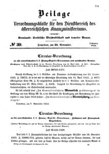 Verordnungsblatt für den Dienstbereich des K.K. Finanzministeriums für die im Reichsrate Vertretenen Königreiche und Länder 18551129 Seite: 1