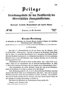 Verordnungsblatt für den Dienstbereich des K.K. Finanzministeriums für die im Reichsrate Vertretenen Königreiche und Länder 18551231 Seite: 1