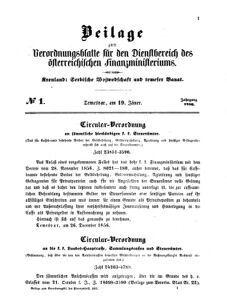 Verordnungsblatt für den Dienstbereich des K.K. Finanzministeriums für die im Reichsrate Vertretenen Königreiche und Länder 18560119 Seite: 1