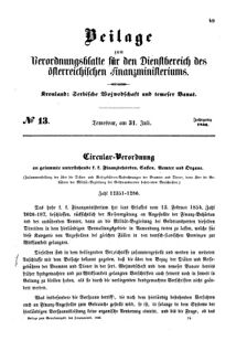 Verordnungsblatt für den Dienstbereich des K.K. Finanzministeriums für die im Reichsrate Vertretenen Königreiche und Länder 18560731 Seite: 1