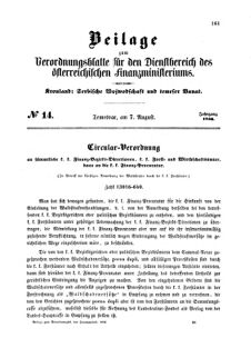 Verordnungsblatt für den Dienstbereich des K.K. Finanzministeriums für die im Reichsrate Vertretenen Königreiche und Länder 18560807 Seite: 1