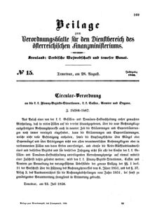 Verordnungsblatt für den Dienstbereich des K.K. Finanzministeriums für die im Reichsrate Vertretenen Königreiche und Länder 18560828 Seite: 1