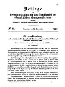 Verordnungsblatt für den Dienstbereich des K.K. Finanzministeriums für die im Reichsrate Vertretenen Königreiche und Länder 18560924 Seite: 1