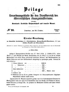 Verordnungsblatt für den Dienstbereich des K.K. Finanzministeriums für die im Reichsrate Vertretenen Königreiche und Länder 18561016 Seite: 1