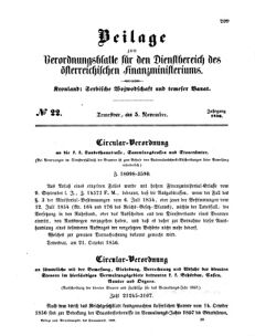 Verordnungsblatt für den Dienstbereich des K.K. Finanzministeriums für die im Reichsrate Vertretenen Königreiche und Länder 18561105 Seite: 1