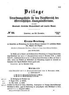 Verordnungsblatt für den Dienstbereich des K.K. Finanzministeriums für die im Reichsrate Vertretenen Königreiche und Länder 18561219 Seite: 1