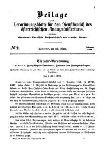 Verordnungsblatt für den Dienstbereich des K.K. Finanzministeriums für die im Reichsrate Vertretenen Königreiche und Länder 18570129 Seite: 1