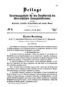 Verordnungsblatt für den Dienstbereich des K.K. Finanzministeriums für die im Reichsrate Vertretenen Königreiche und Länder 18570312 Seite: 1