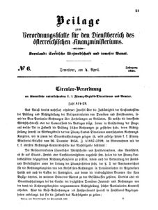 Verordnungsblatt für den Dienstbereich des K.K. Finanzministeriums für die im Reichsrate Vertretenen Königreiche und Länder 18570404 Seite: 1