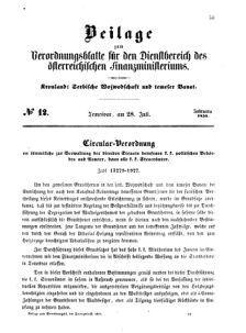 Verordnungsblatt für den Dienstbereich des K.K. Finanzministeriums für die im Reichsrate Vertretenen Königreiche und Länder 18570728 Seite: 1