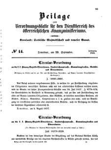 Verordnungsblatt für den Dienstbereich des K.K. Finanzministeriums für die im Reichsrate Vertretenen Königreiche und Länder 18570929 Seite: 1