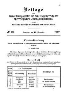 Verordnungsblatt für den Dienstbereich des K.K. Finanzministeriums für die im Reichsrate Vertretenen Königreiche und Länder 18571113 Seite: 1