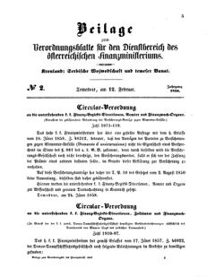 Verordnungsblatt für den Dienstbereich des K.K. Finanzministeriums für die im Reichsrate Vertretenen Königreiche und Länder 18580212 Seite: 1